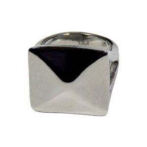 Inox Women's Polished Stainless Steel Square Head Ring